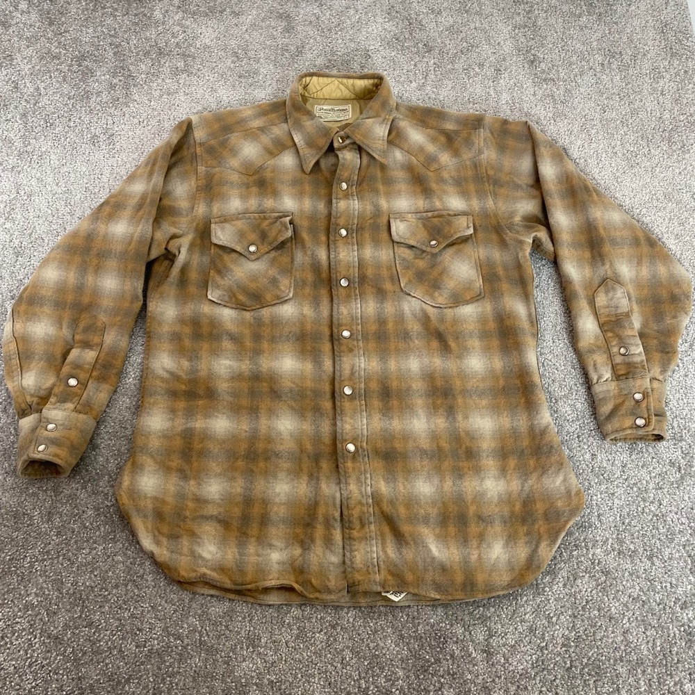 Pendleton High Grade Western Wear Wool Shirt Mens Large Pearl Snap Vintage Plaid - Picture 2 of 12
